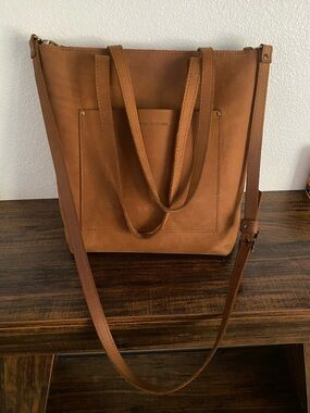 Portland Leather Tan Leather Tote with Shoulder & Crossbody Straps